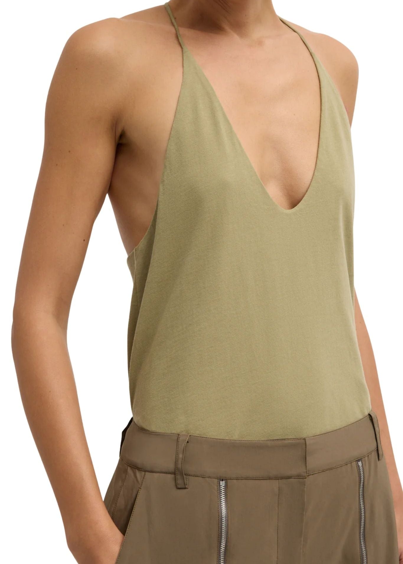 Tibi Tshirt Program Racerback Tank Fennel - Vermillion