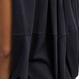 Tibi Tshirt Program Shirred Neck Circular Top Dark Navy - Vermillion