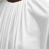 Tibi Tshirt Program Shirred Neck Circular Top White - Vermillion