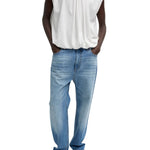 Tibi Tshirt Program Shirred Neck Circular Top White - Vermillion