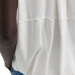 Tibi Tshirt Program Shirred Neck Circular Top White - Vermillion