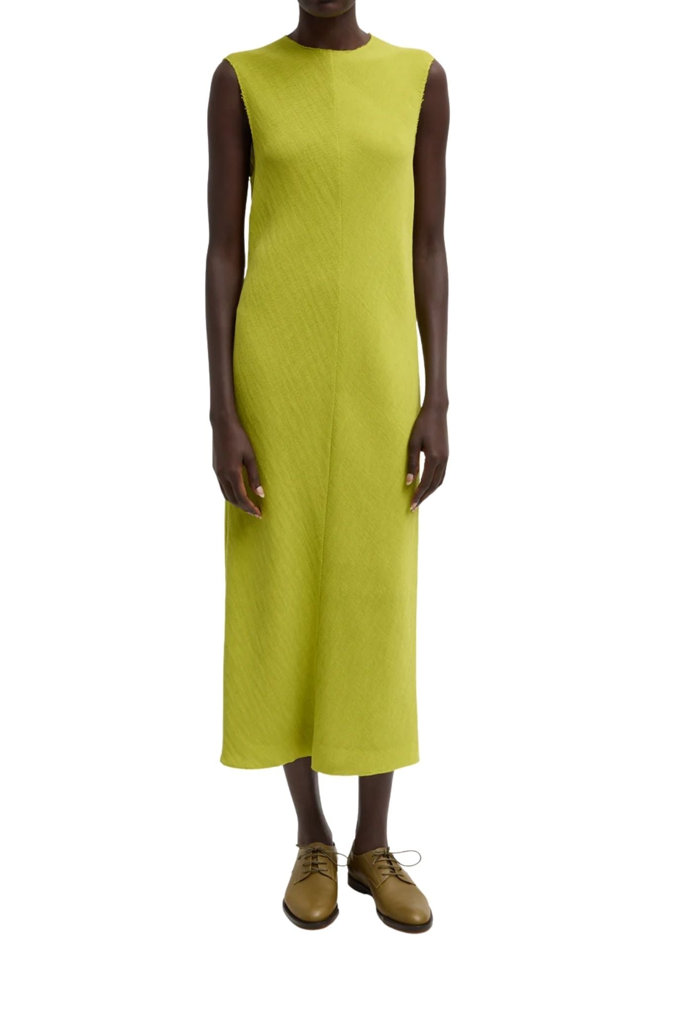 Tibi Viscose Plisse Sleeveless Bias Dress - Vermillion