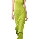Tibi Viscose Plisse Sleeveless Bias Dress - Vermillion
