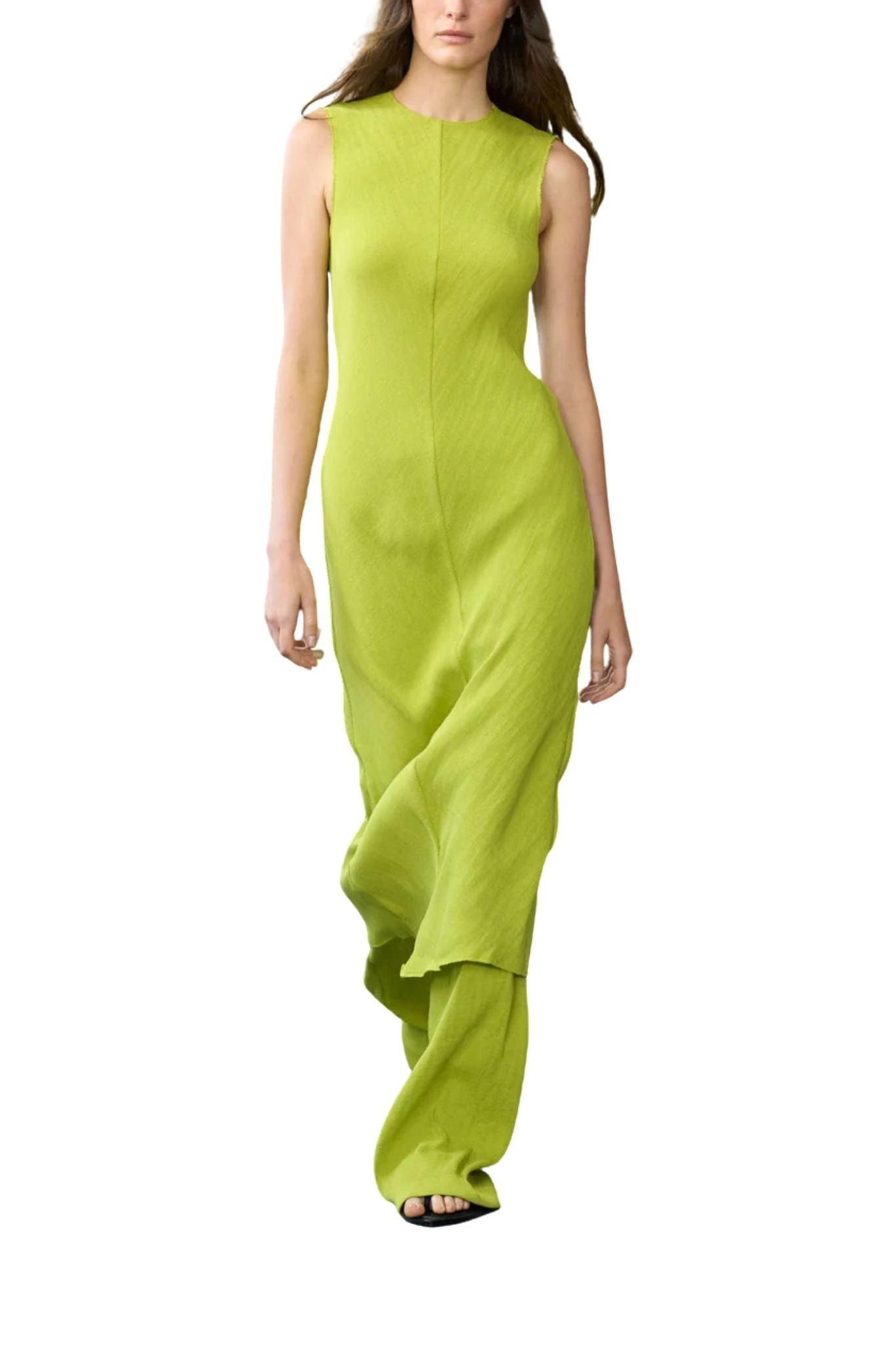 Tibi Viscose Plisse Sleeveless Bias Dress - Vermillion