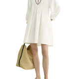 Toteme Balloon Sleeve Cotton Dress - Vermillion