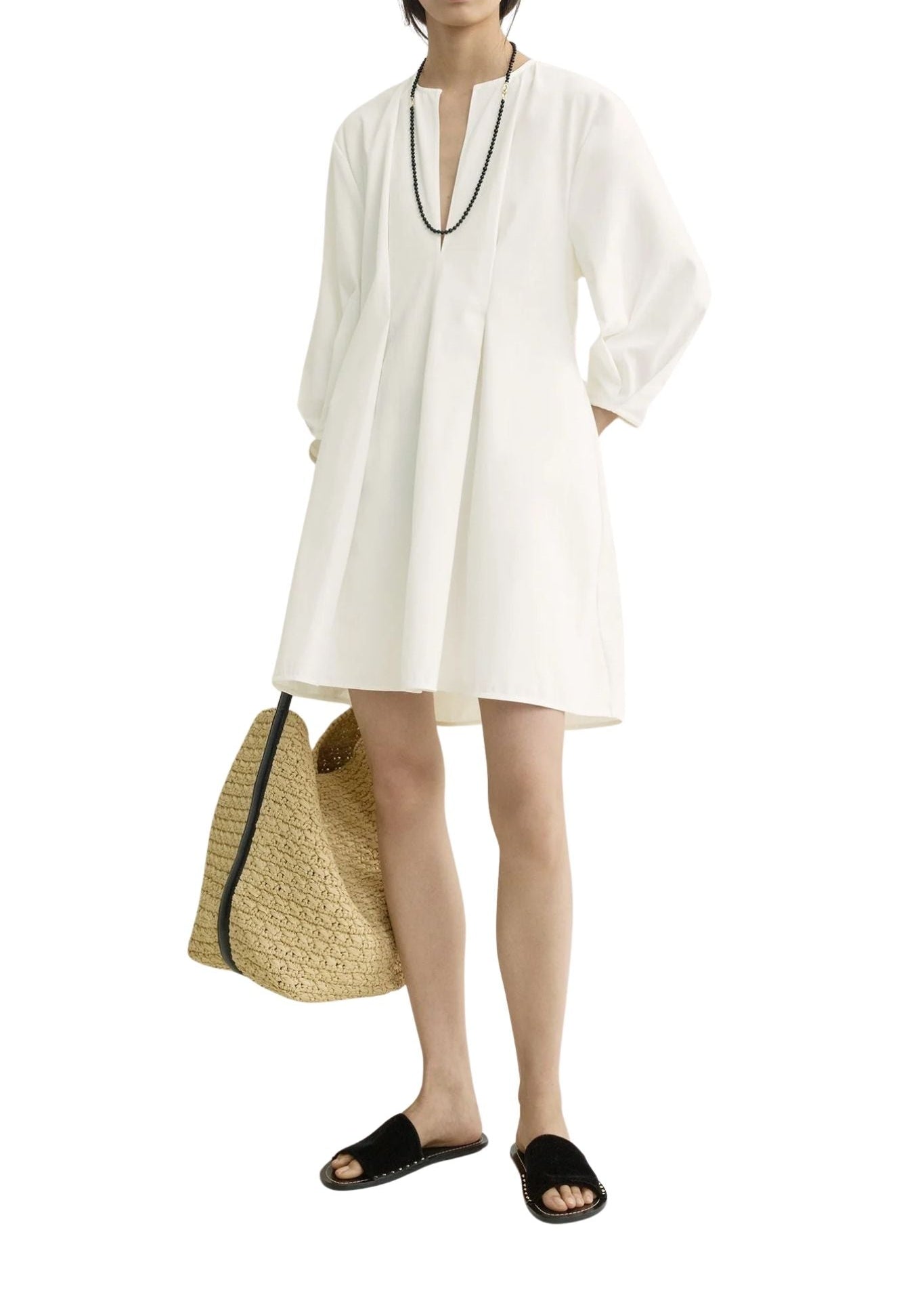 Toteme Balloon Sleeve Cotton Dress - Vermillion