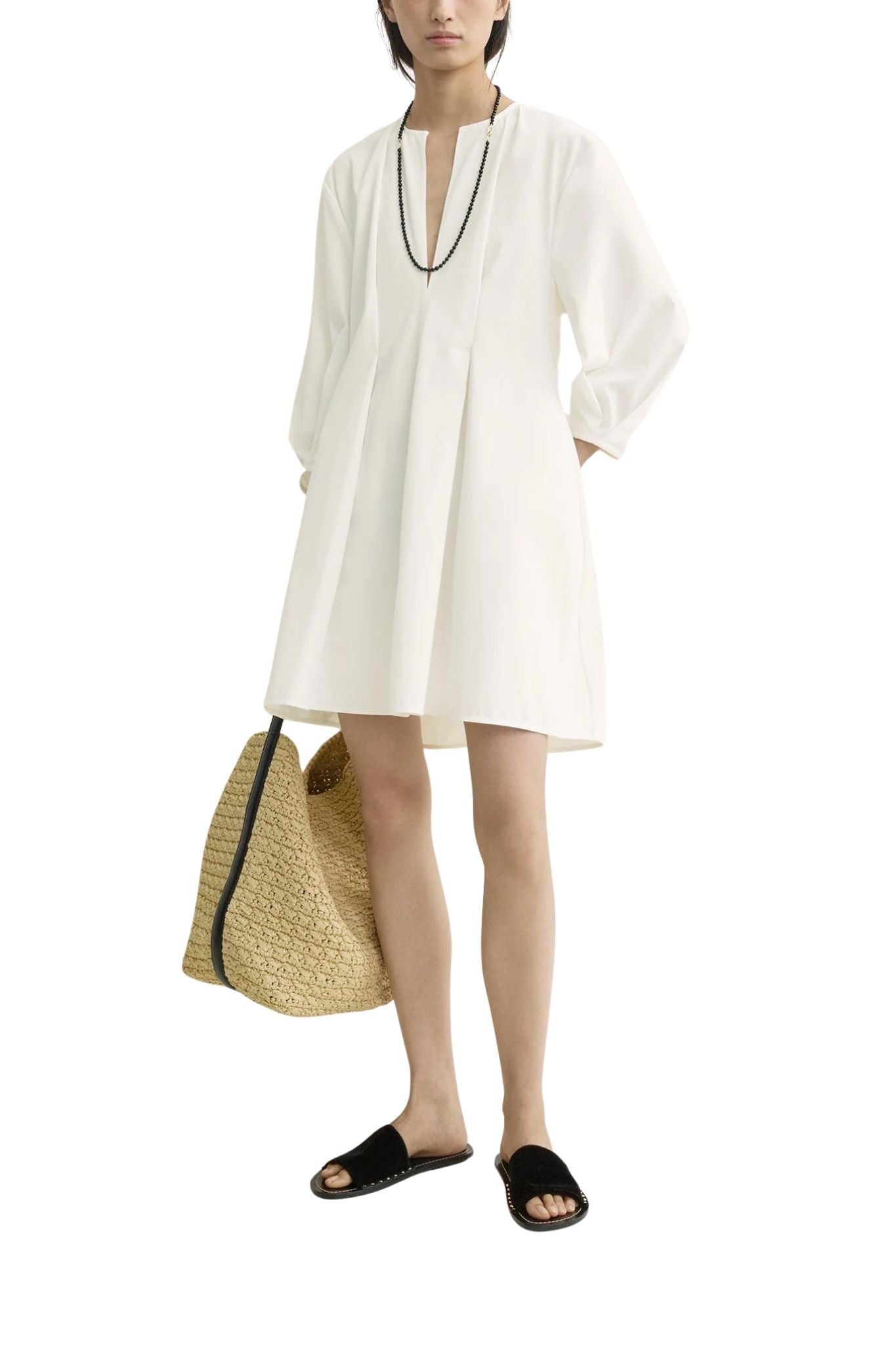Toteme Balloon Sleeve Cotton Dress - Vermillion