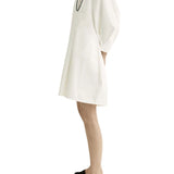 Toteme Balloon Sleeve Cotton Dress - Vermillion