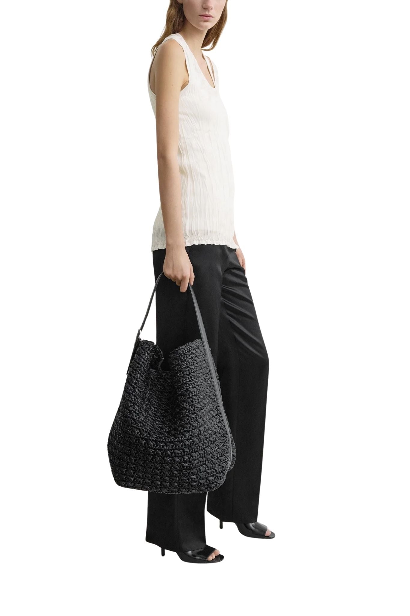 Toteme Belted Paper Raffia Tote - Vermillion