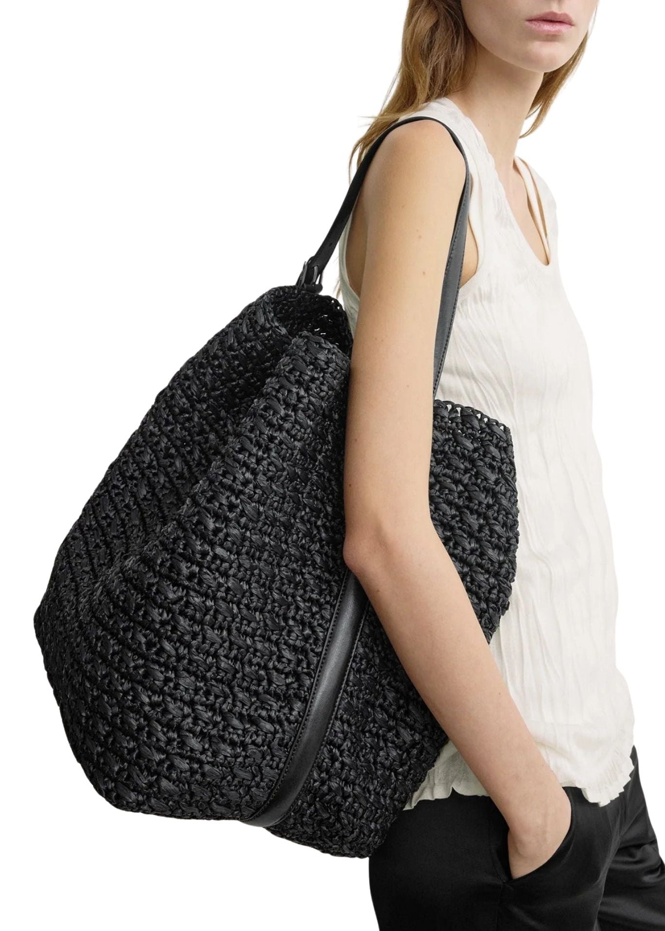 Toteme Belted Paper Raffia Tote - Vermillion