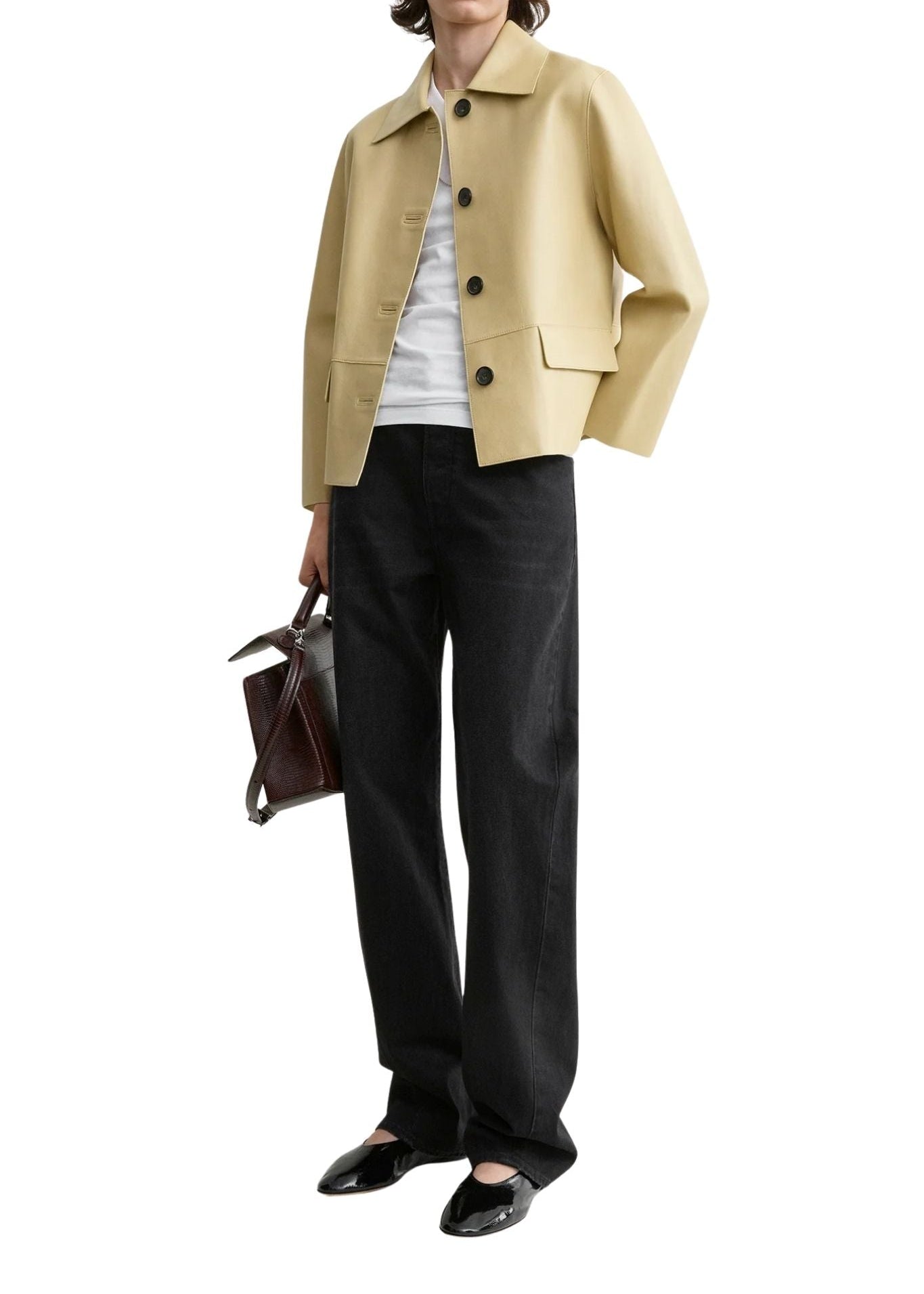 Toteme Bonded Leather Jacket - Vermillion