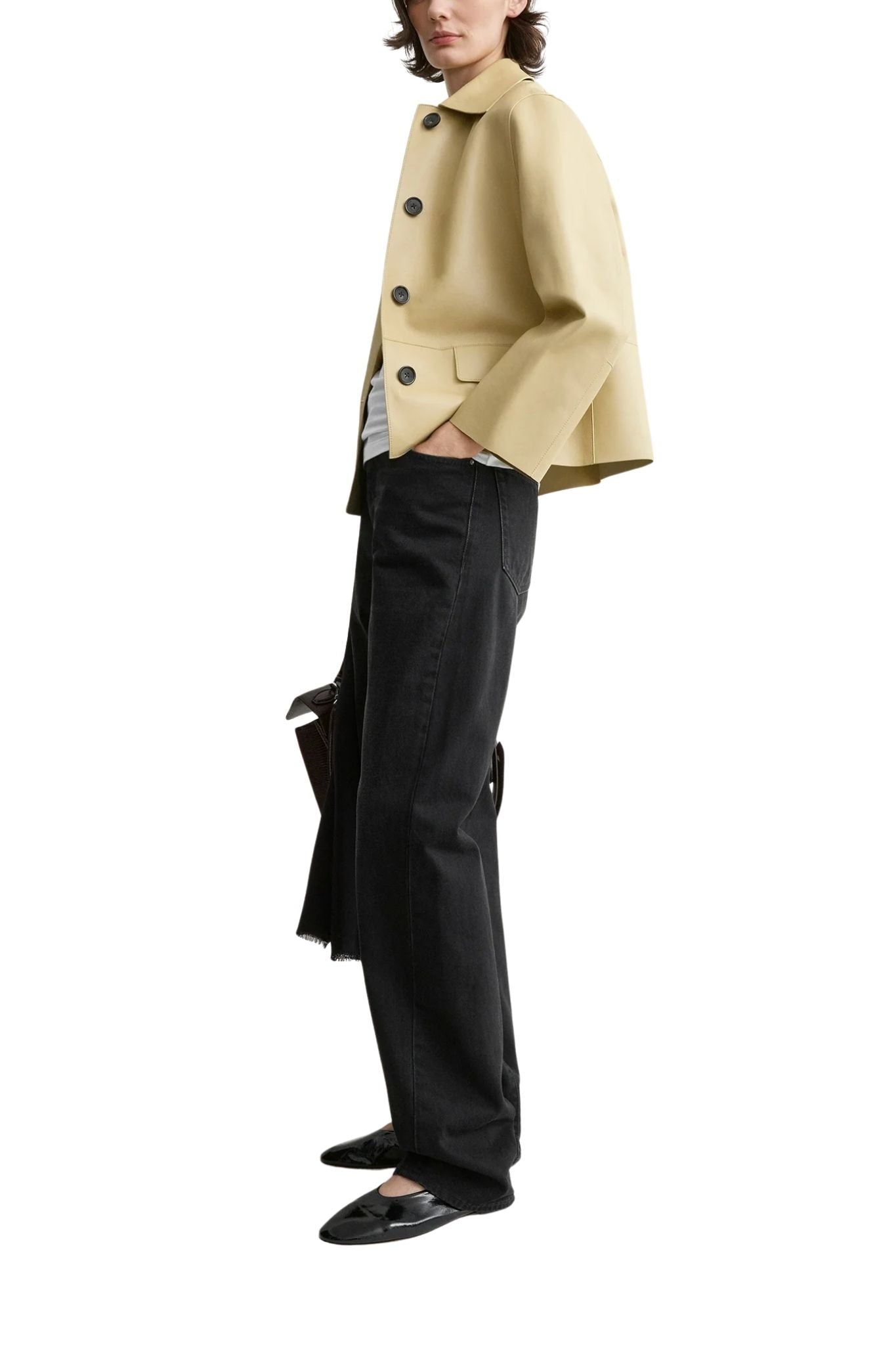 Toteme Bonded Leather Jacket - Vermillion