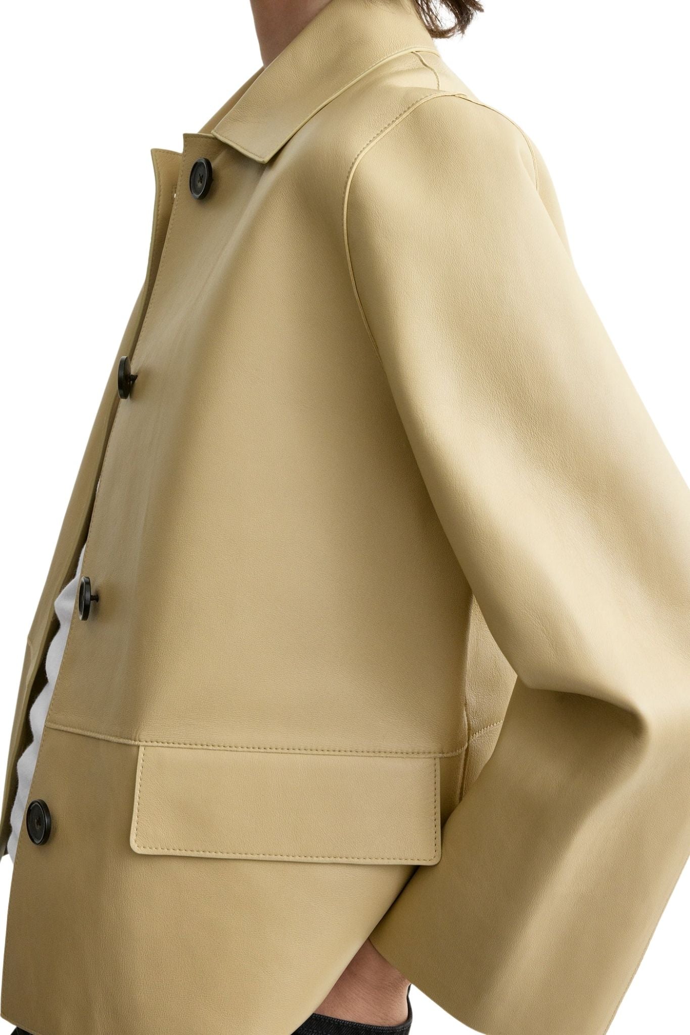 Toteme Bonded Leather Jacket - Vermillion