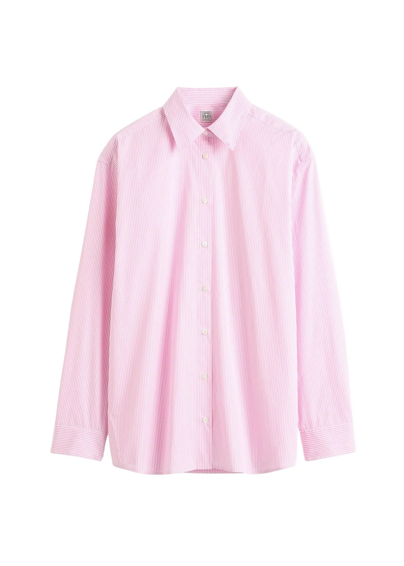 Toteme Classic Tumbled Striped Shirt - Vermillion