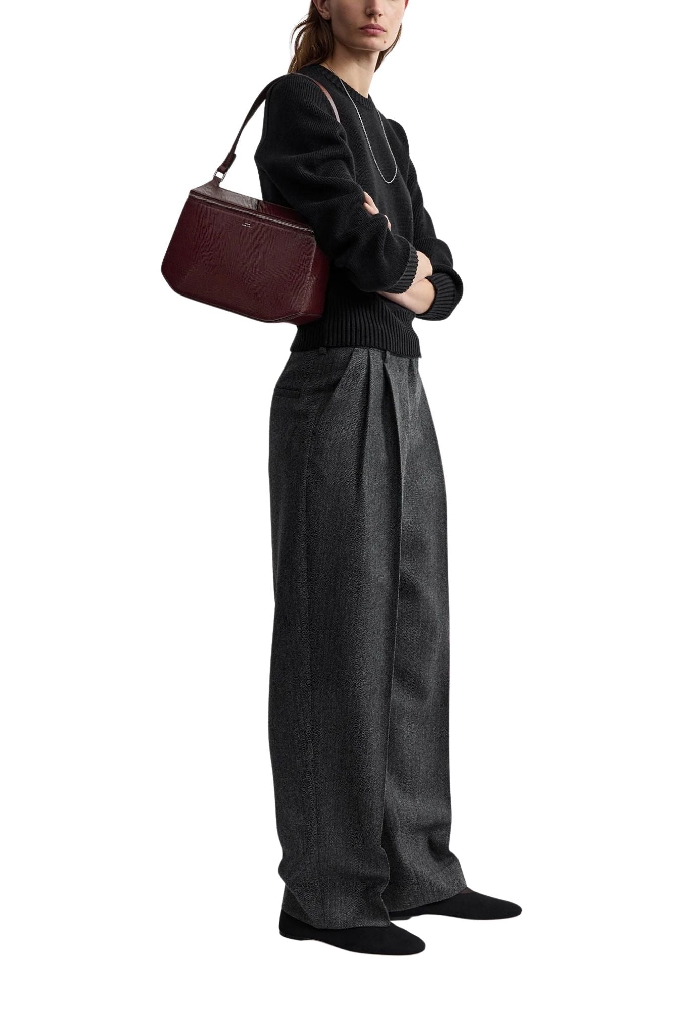 Toteme Clip Palmetto Patent Shoulder Bag - Vermillion