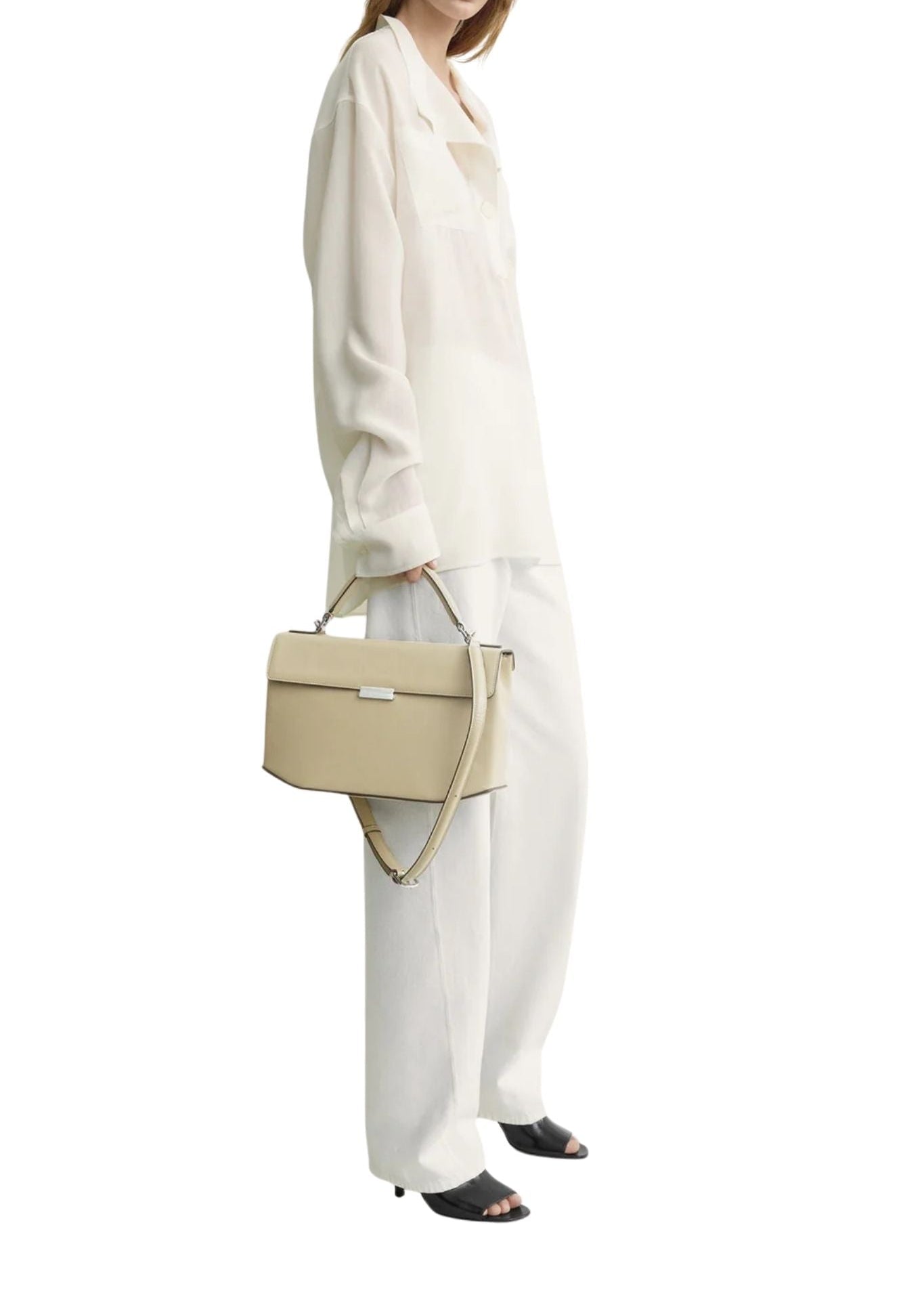 Toteme Clip Polished Leather Top Handle - Vermillion