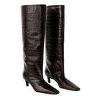 Toteme Croco - Embossed Wide - Shaft Boots - Vermillion