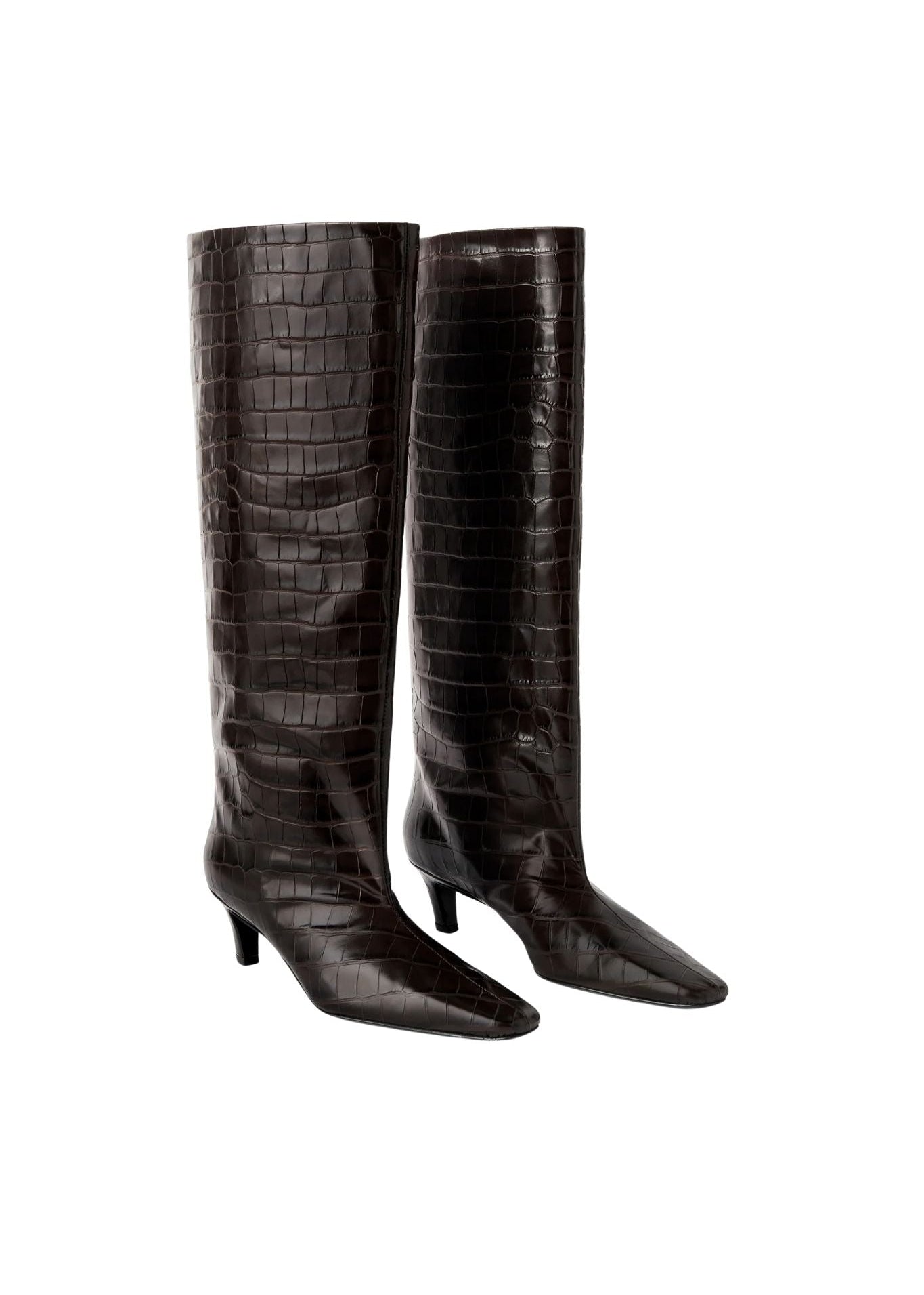 Toteme Croco - Embossed Wide - Shaft Boots - Vermillion