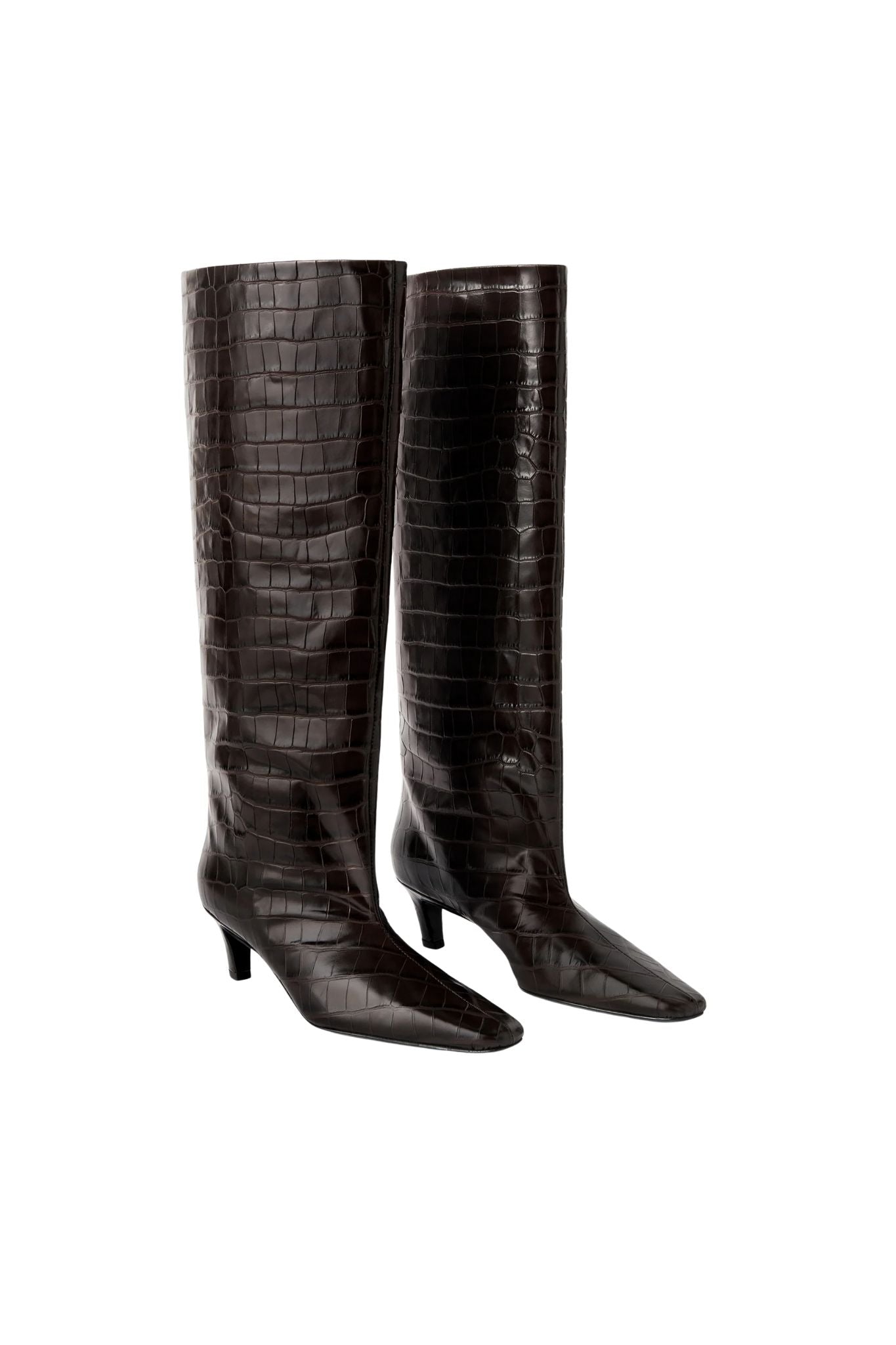 Toteme Croco - Embossed Wide - Shaft Boots - Vermillion