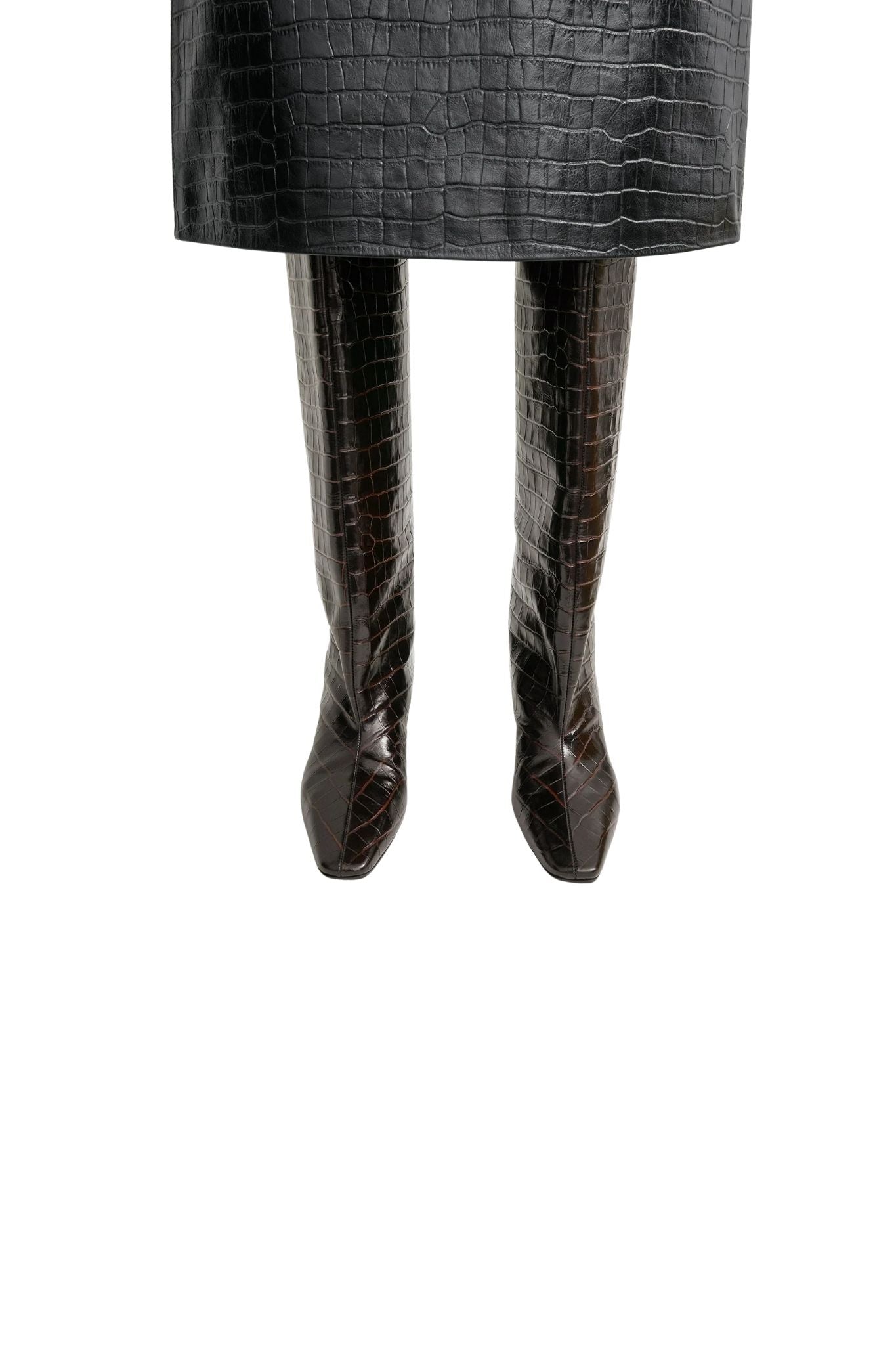 Toteme Croco - Embossed Wide - Shaft Boots - Vermillion