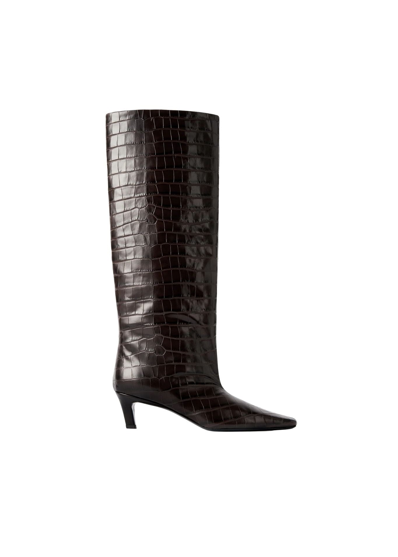 Toteme Croco - Embossed Wide - Shaft Boots - Vermillion