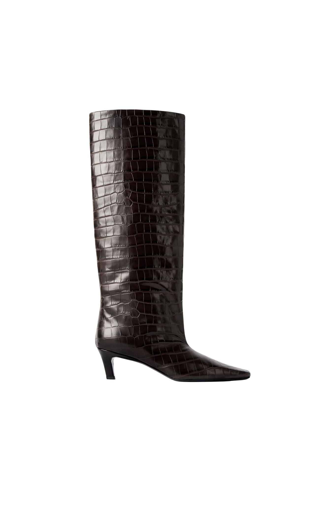 Toteme Croco - Embossed Wide - Shaft Boots - Vermillion