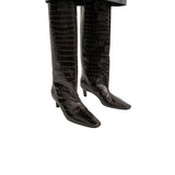 Toteme Croco - Embossed Wide - Shaft Boots - Vermillion