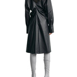 Toteme Leather Slouch Shirtdress - Vermillion