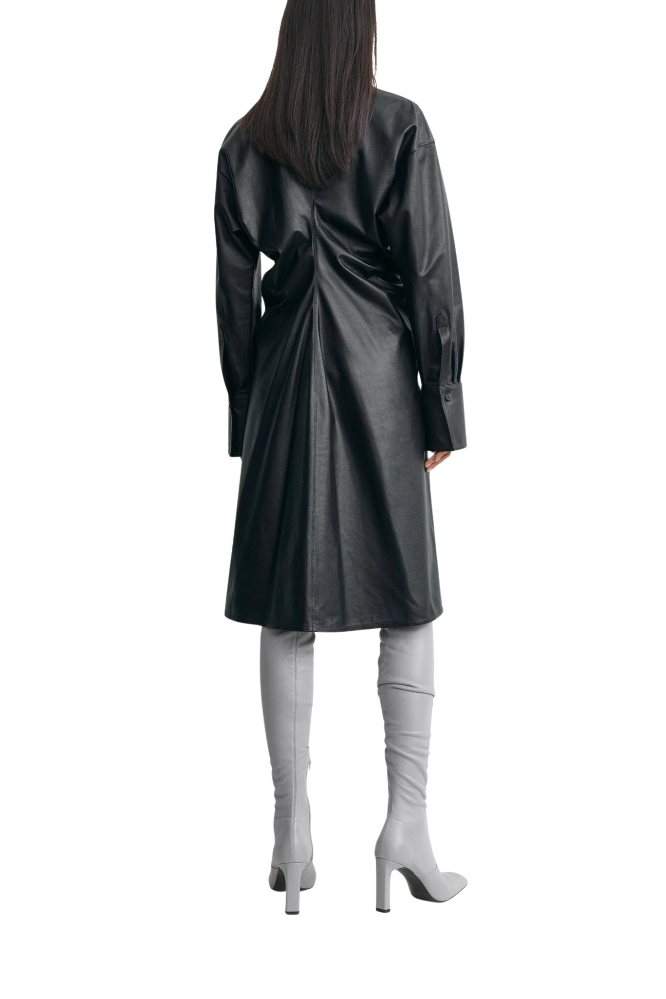 Toteme Leather Slouch Shirtdress - Vermillion