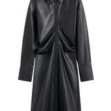 Toteme Leather Slouch Shirtdress - Vermillion