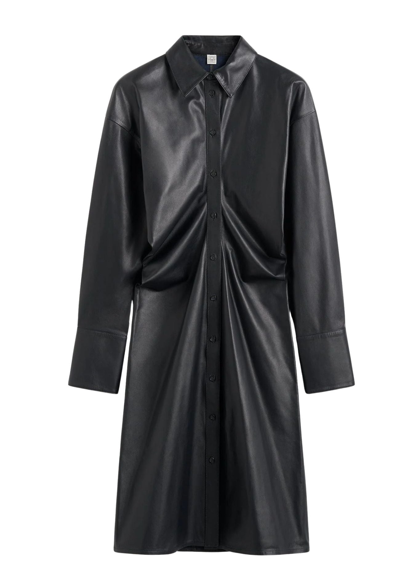 Toteme Leather Slouch Shirtdress - Vermillion