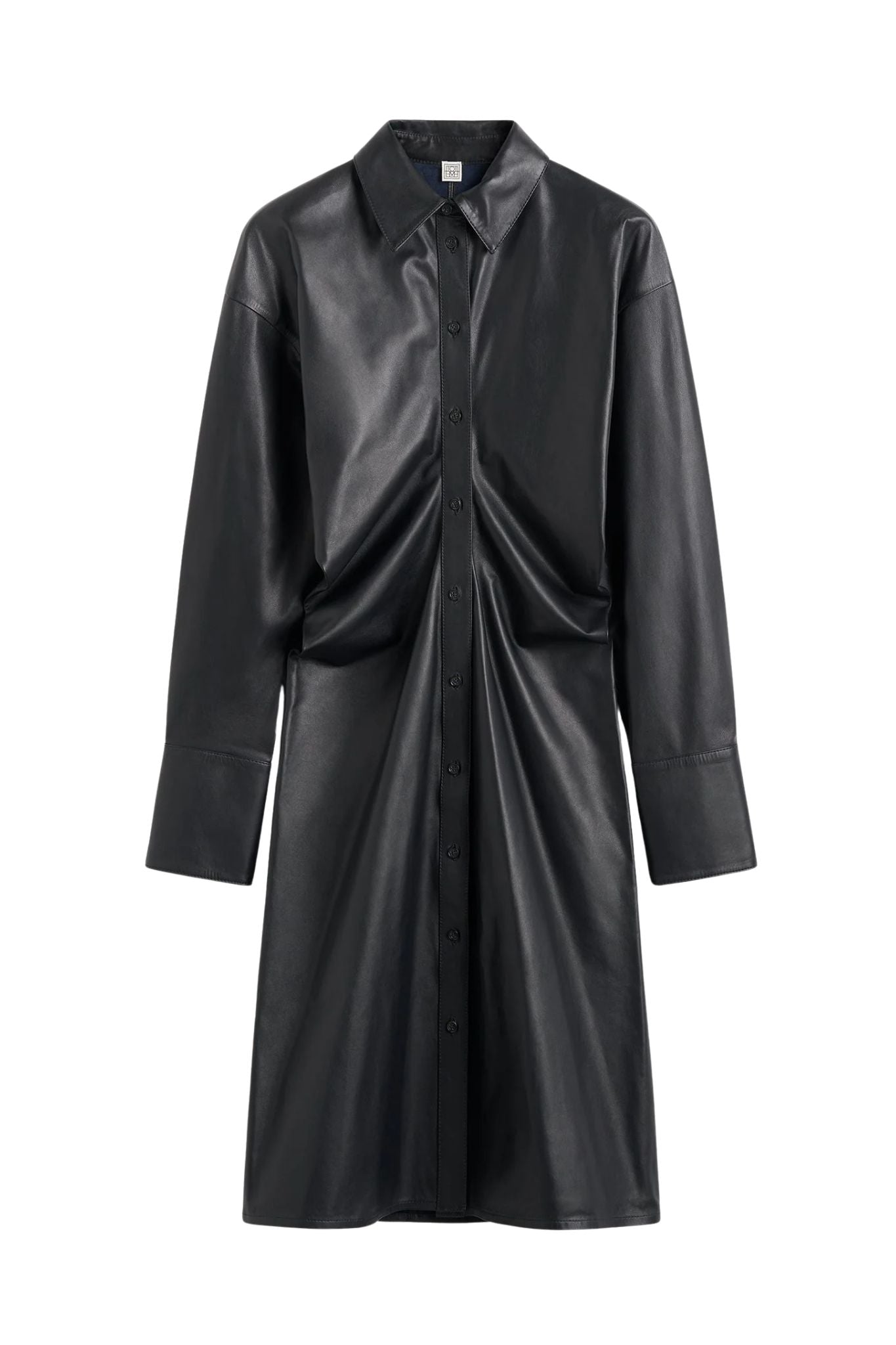 Toteme Leather Slouch Shirtdress - Vermillion