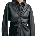 Toteme Leather Slouch Shirtdress - Vermillion