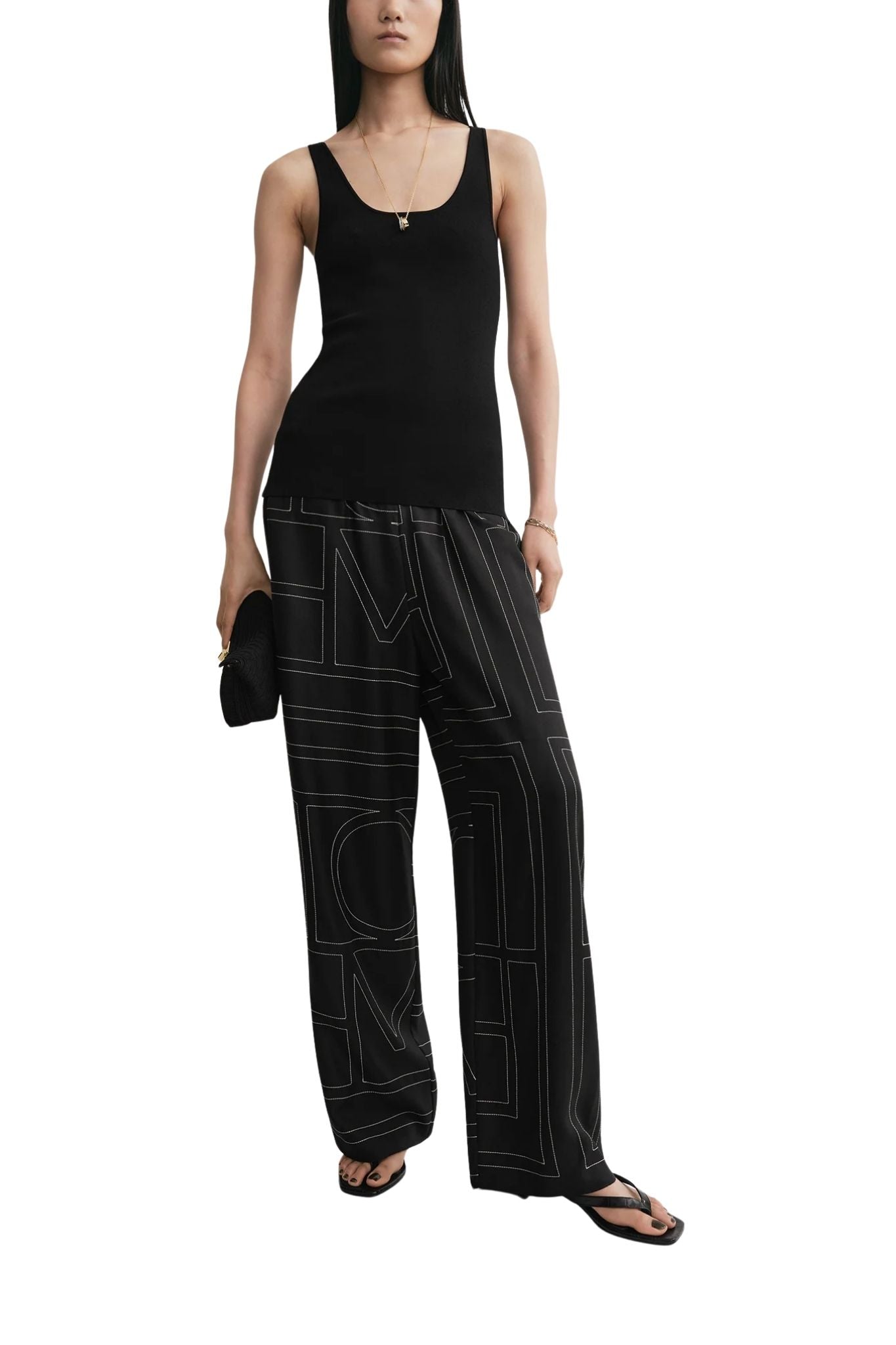 Toteme Monogram Silk PJ Bottoms - Vermillion