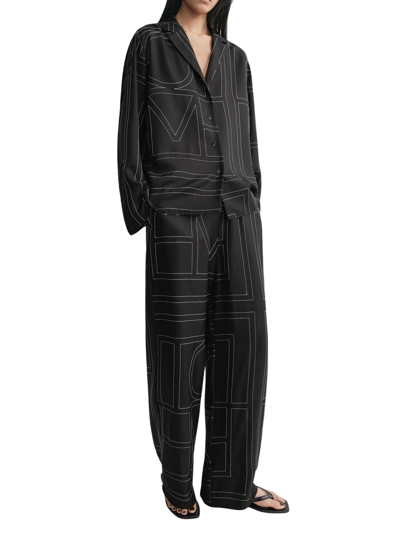 Toteme Monogram Silk PJ Top - Vermillion