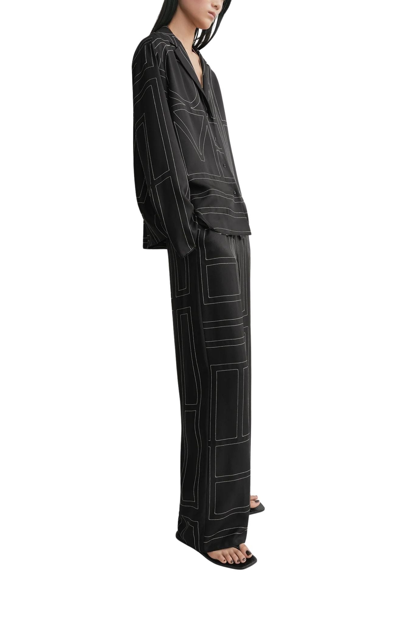 Toteme Monogram Silk PJ Top - Vermillion