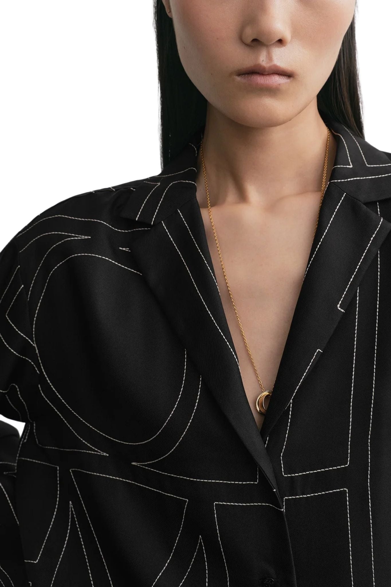 Toteme Monogram Silk PJ Top - Vermillion