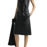 Toteme Paneled Leather Skirt - Vermillion