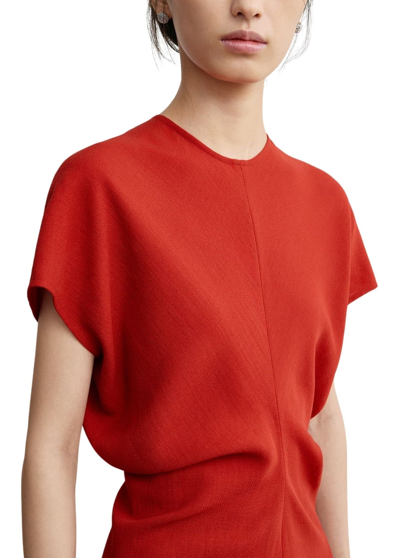 Toteme Slouch Waist Wool Dress - Vermillion