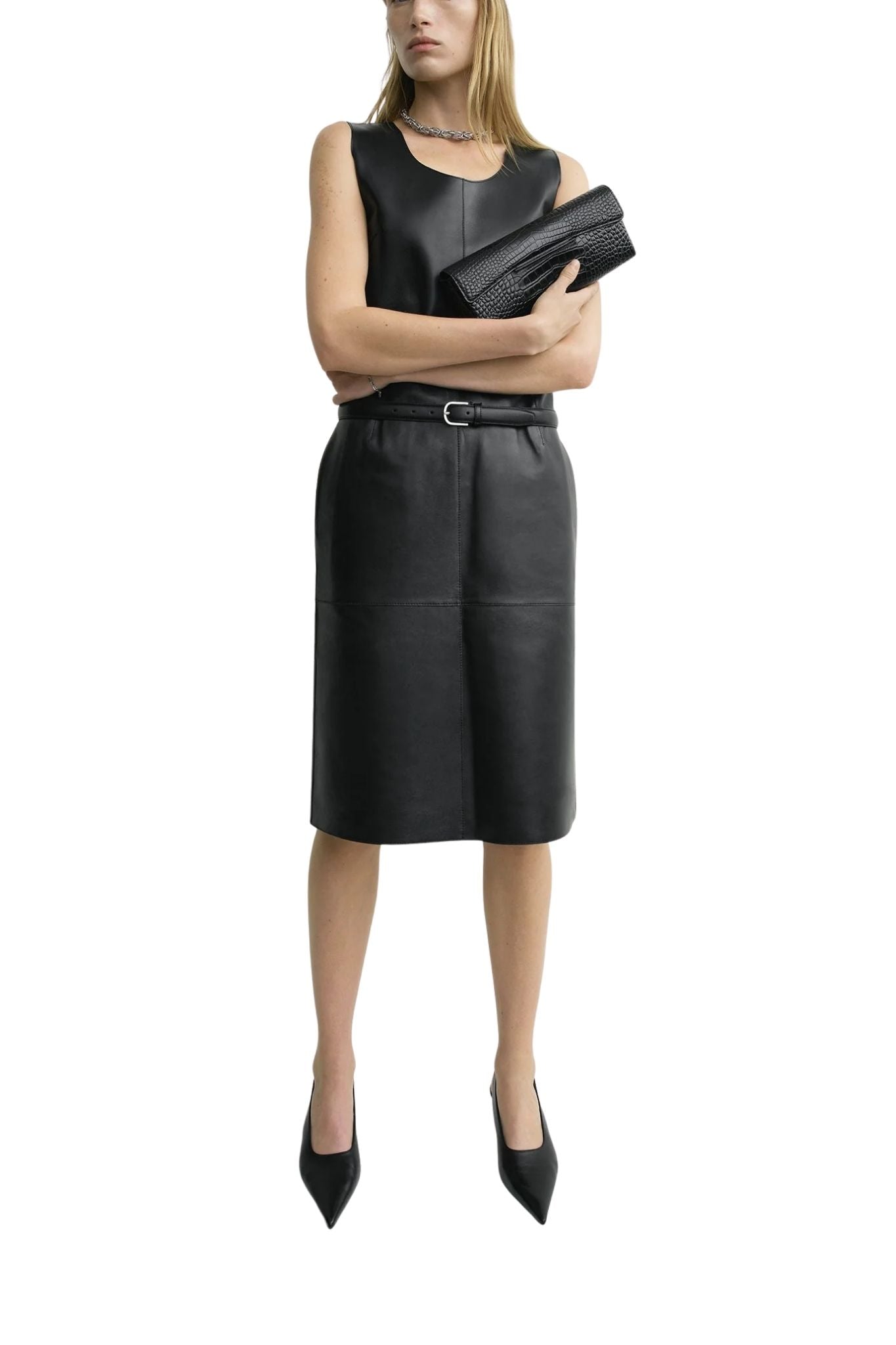 Toteme Soft Croco - Embossed T - Clutch - Vermillion