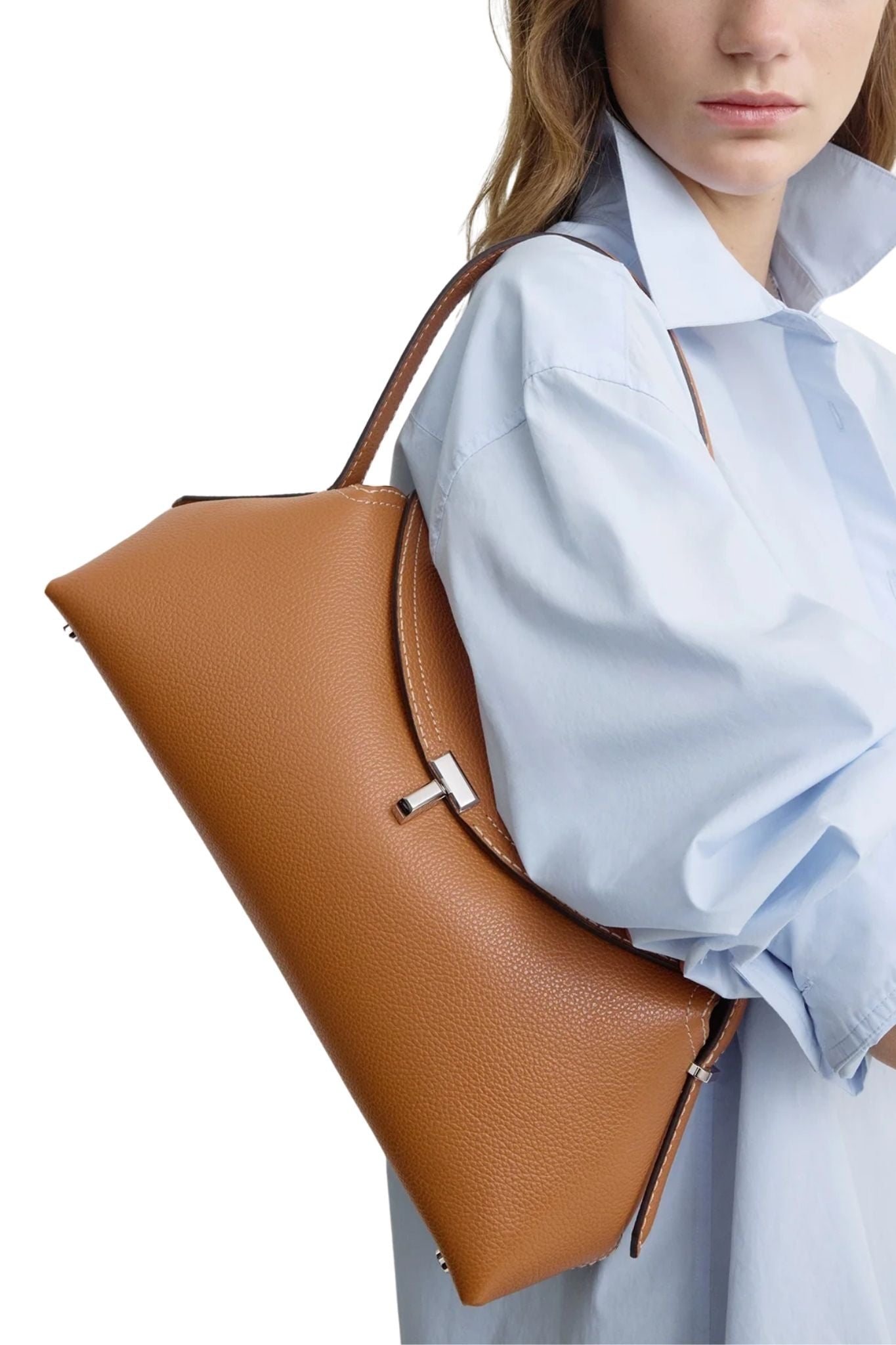 Toteme T - lock Grained - leather Shoulder Bag - Vermillion
