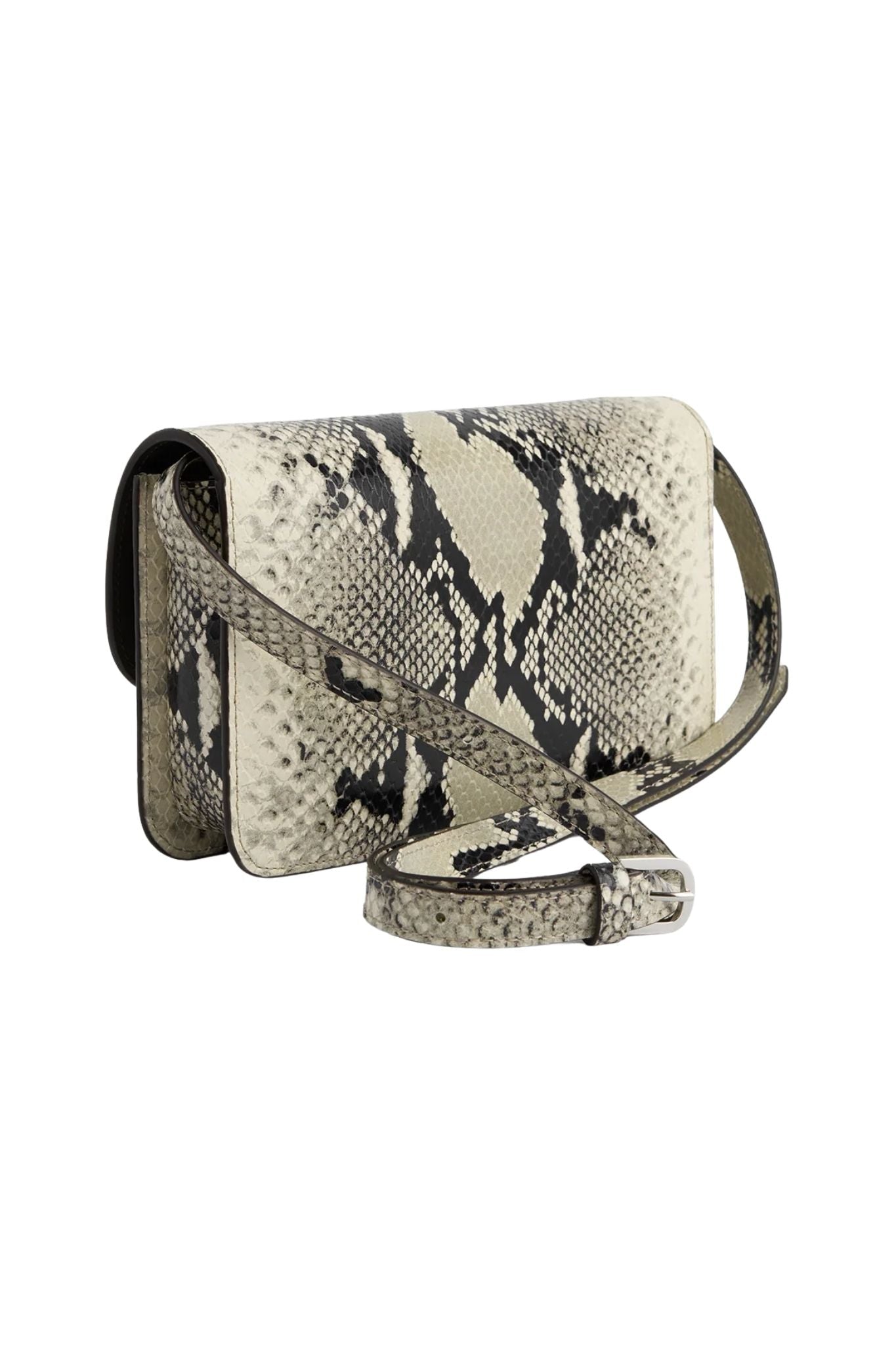 Toteme T-Lock Python Embossed Crossbody - Vermillion