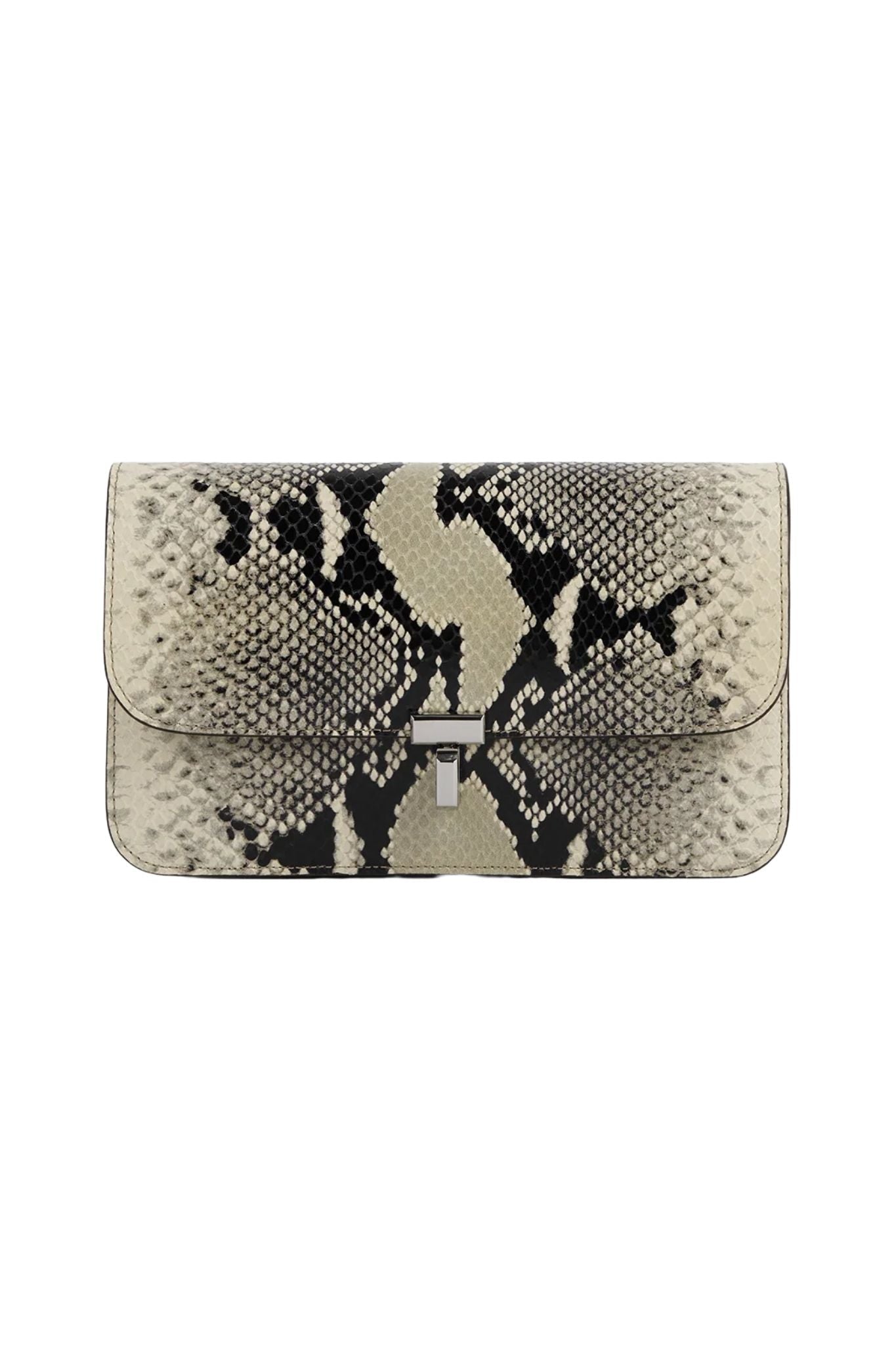 Toteme T-Lock Python Embossed Crossbody - Vermillion