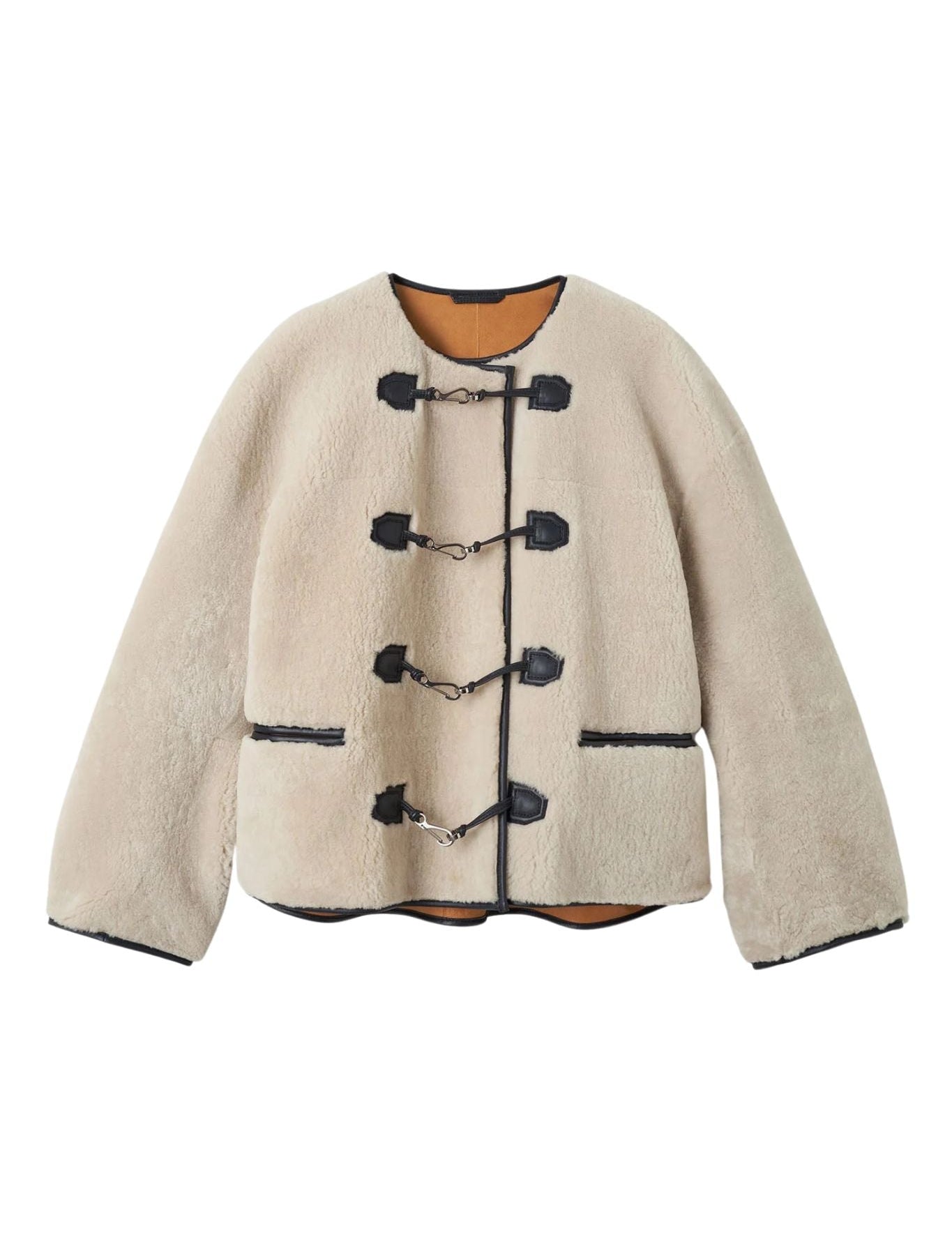 Toteme Teddy Shearling Clasp Jacket - Vermillion