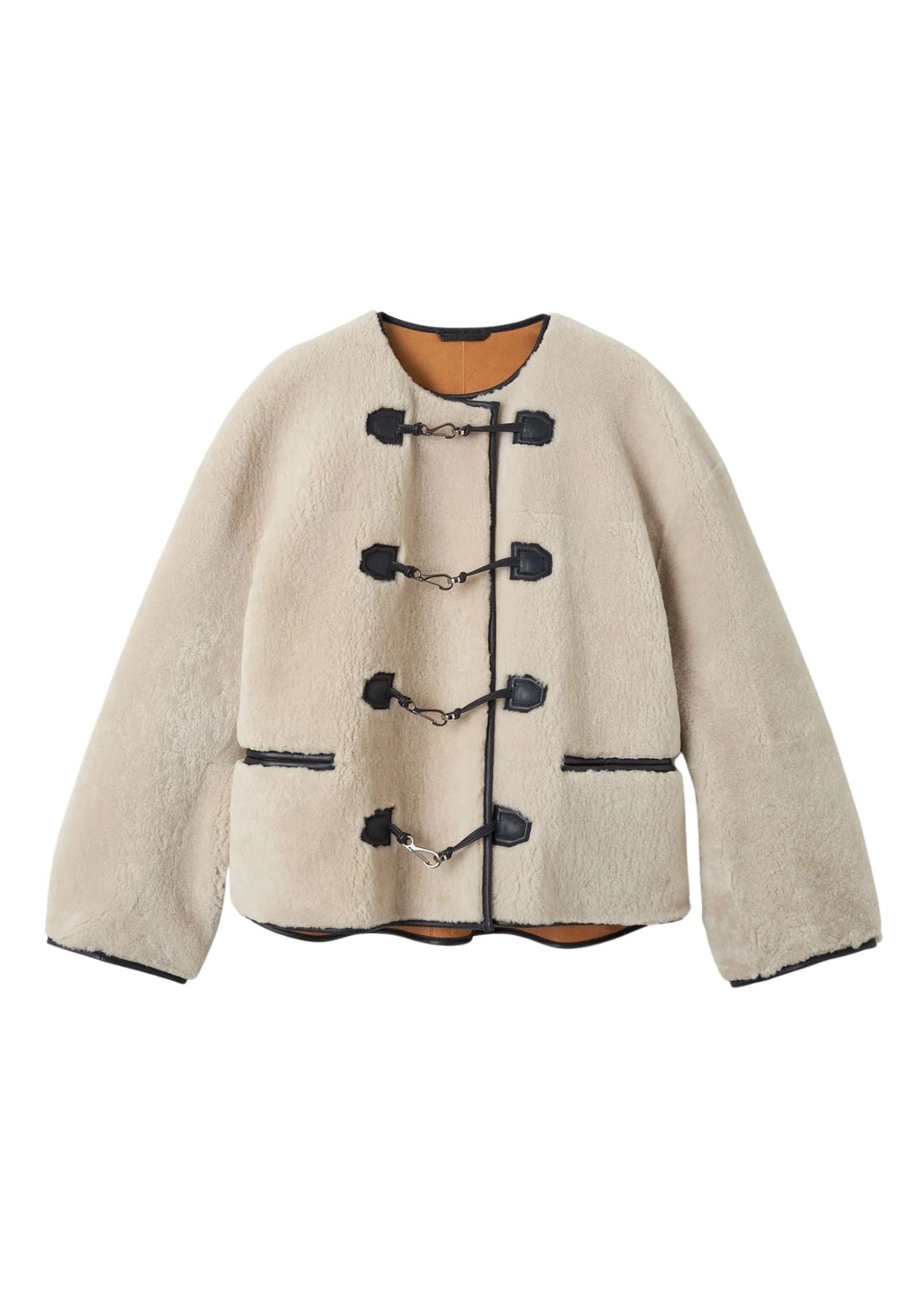 Toteme Teddy Shearling Clasp Jacket - Vermillion