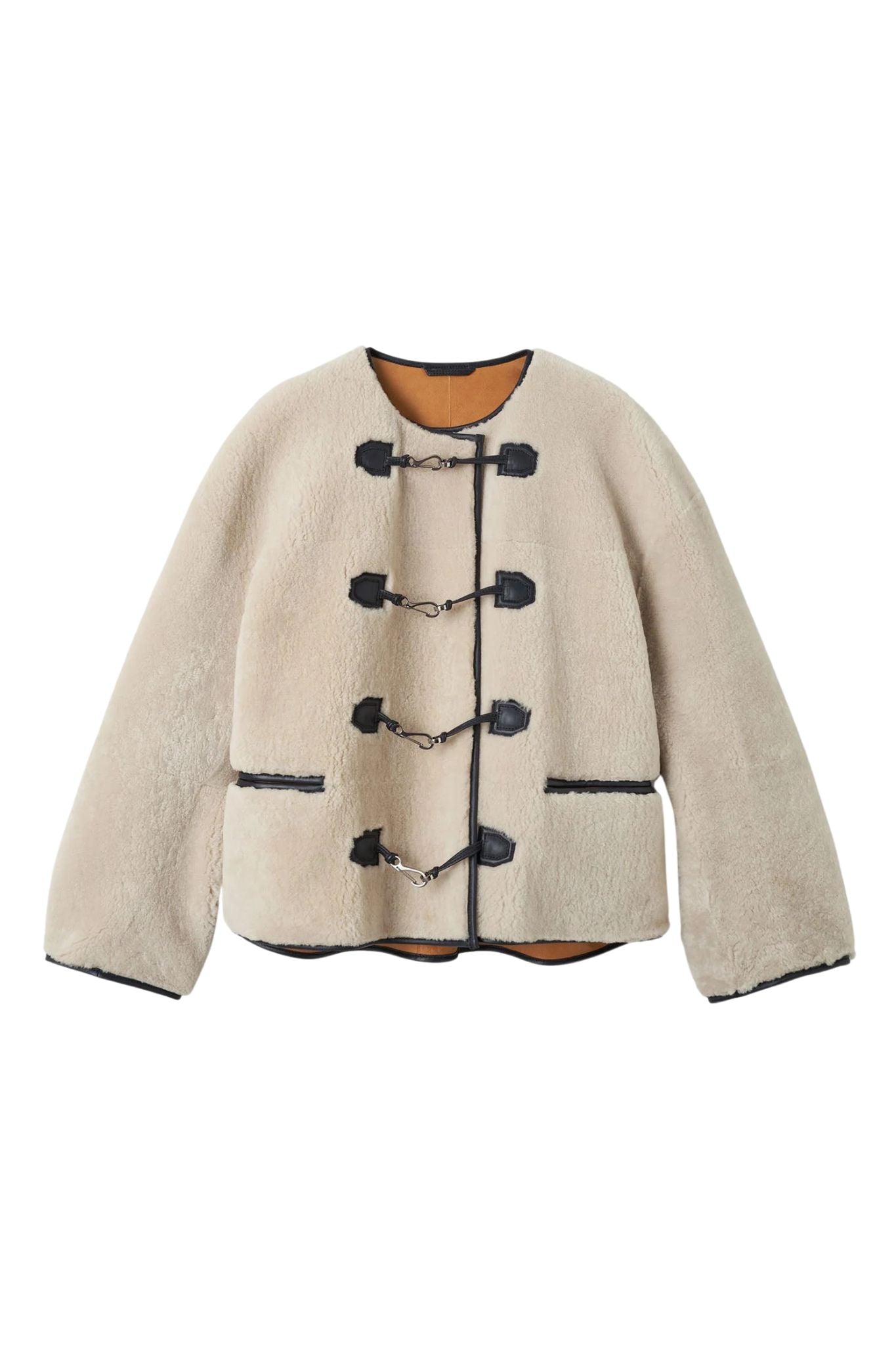 Toteme Teddy Shearling Clasp Jacket - Vermillion