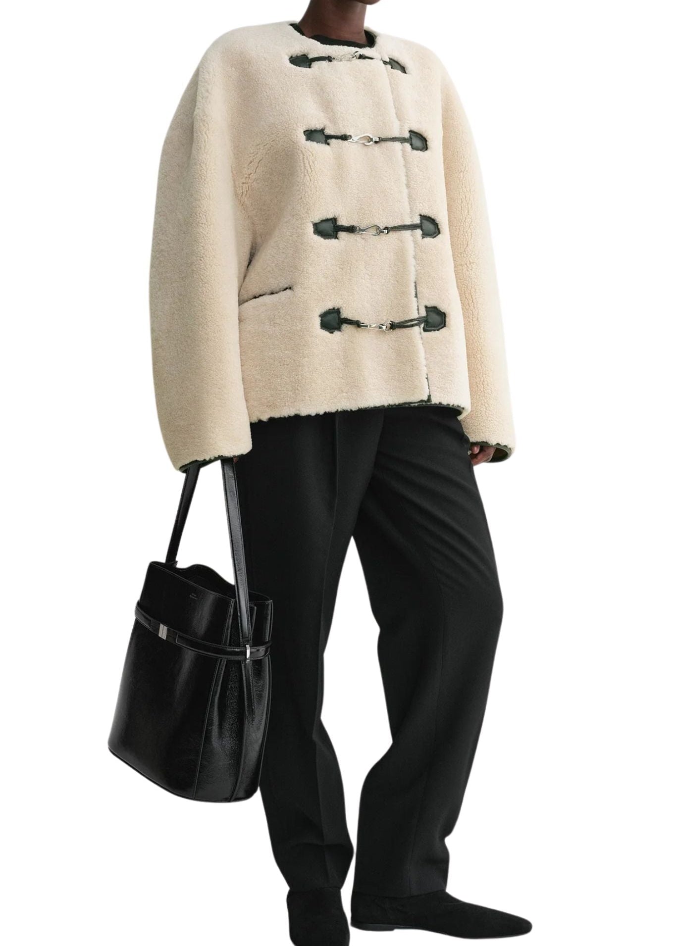 Toteme Teddy Shearling Clasp Jacket - Vermillion