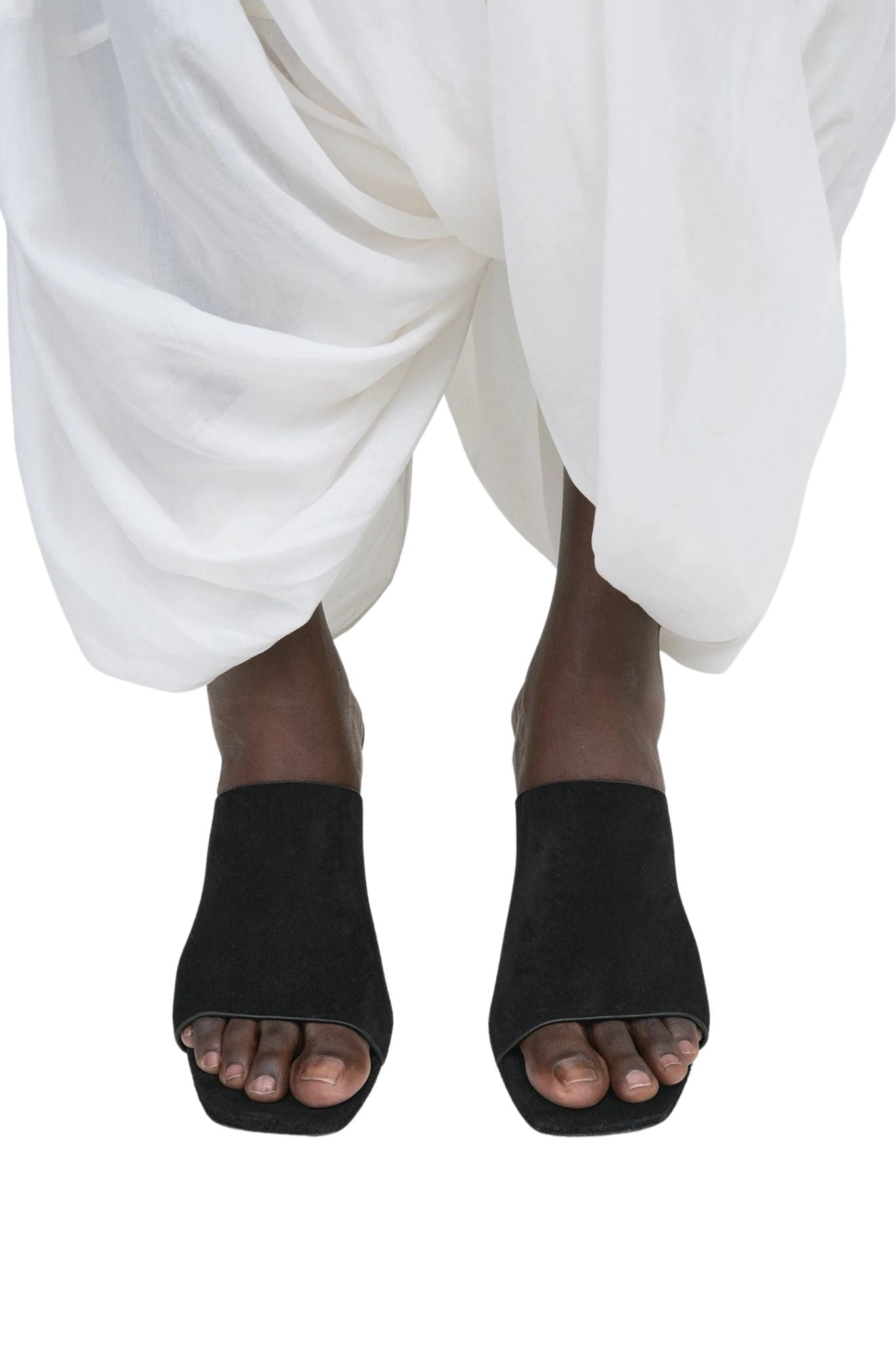 Toteme Velour - Leather Bandeau Mules - Vermillion