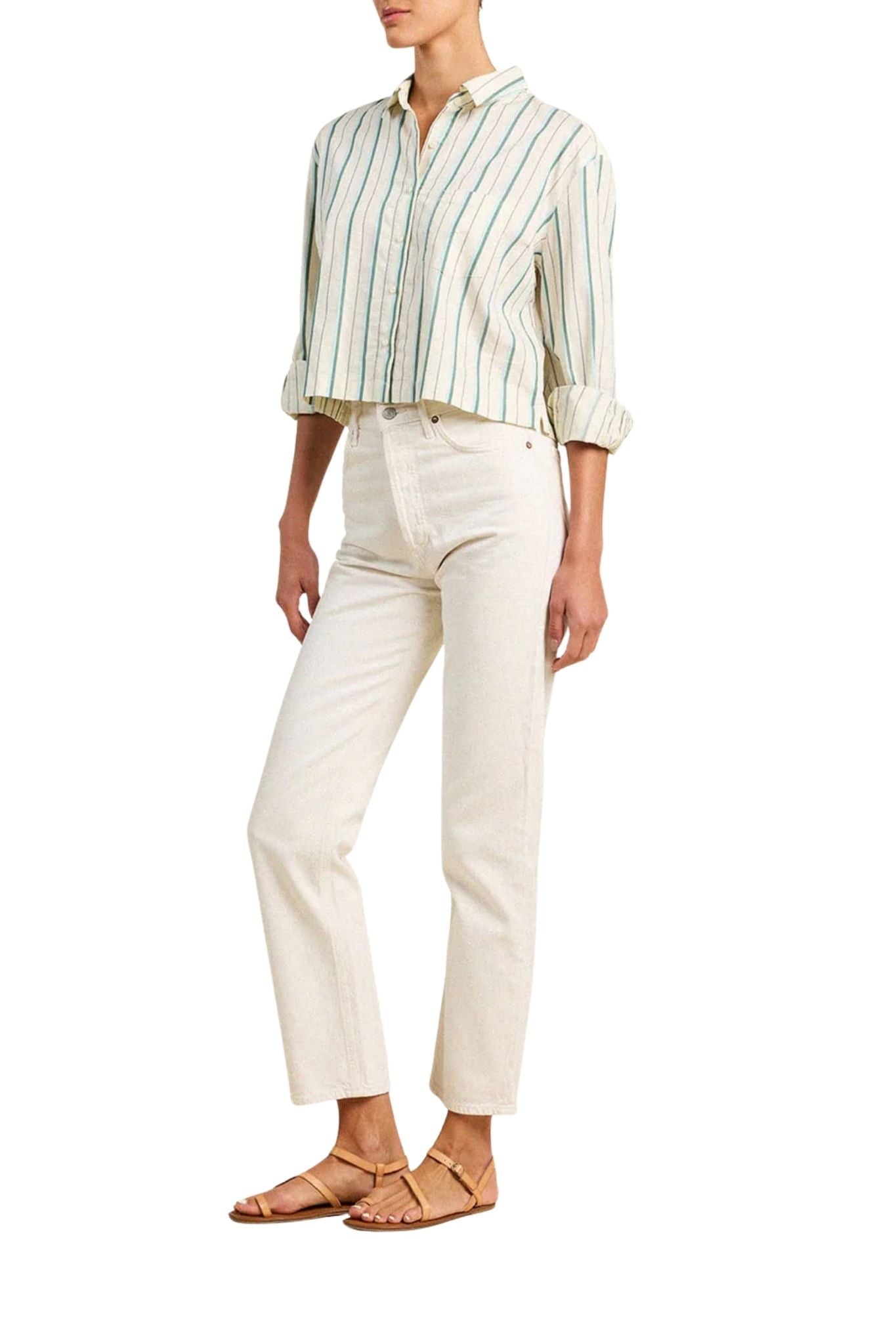 Trovata Nessa Shirt Verde Stripes - Vermillion