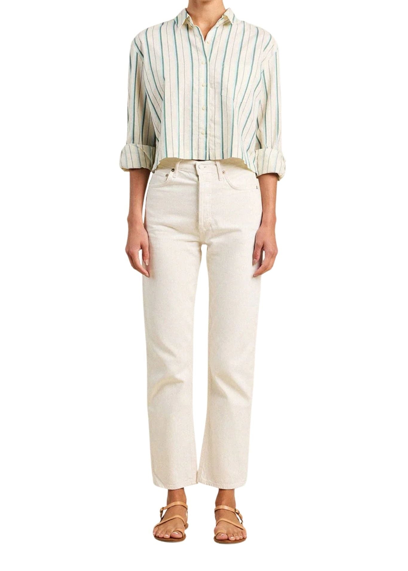 Trovata Nessa Shirt Verde Stripes - Vermillion